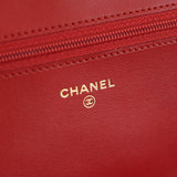 Chanel Red Caviar Boy Wallet on Chain with Light Gold Hardware