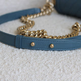 Chanel 18S Blue Caviar New Medium Boy with Light Gold Hardware