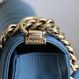 Chanel 18S Blue Caviar New Medium Boy with Light Gold Hardware
