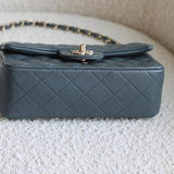 Chanel 18B Dark Grey Caviar Mini Rectangle with Light Gold Hardware
