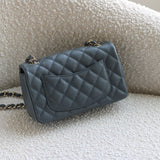 Chanel 18B Dark Grey Caviar Mini Rectangle with Light Gold Hardware