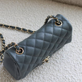 Chanel 18B Dark Grey Caviar Mini Rectangle with Light Gold Hardware