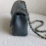 Chanel 18B Dark Grey Caviar Mini Rectangle with Light Gold Hardware