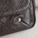 Vintage Chanel Brown Caviar The Weekender Flap with Silver Hardware