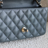 Chanel 18B Dark Grey Caviar Mini Rectangle with Light Gold Hardware