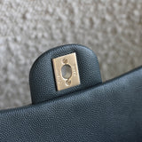 Chanel 18B Dark Grey Caviar Mini Rectangle with Light Gold Hardware