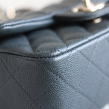 Chanel 18B Dark Grey Caviar Mini Rectangle with Light Gold Hardware