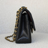 Vintage Chanel Black Lambskin Medium Classic Flap withy 24k Gold Hardware