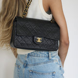 Vintage Chanel Navy Blue Lambskin Medium Classic Flap with 24k Gold Hardware (Pending)