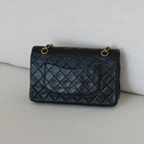 Vintage Chanel Black Lambskin Medium Classic Flap with 24k Gold Hardware