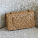 Vintage Chanel Dark Beige Caviar Medium Classic Flap with 24k Gold Hardware