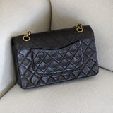 Vintage Chanel Black Lambskin Medium Classic Flap with 24k Gold Hardware