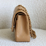 Vintage Chanel Dark Beige Caviar Medium Classic Flap with 24k Gold Hardware