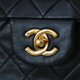 Vintage Chanel Black Lambskin Medium Classic Flap with 24k Gold Hardware