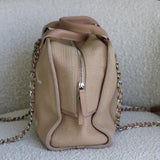 Chanel Beige Canvas Deauville Bowling Bag with Silver Hardware