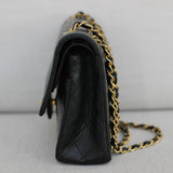 Vintage Chanel Black Lambskin Medium Classic Flap with 24k Gold Hardware