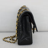 Vintage Chanel Black Lambskin Medium Classic Flap with 24k Gold Hardware
