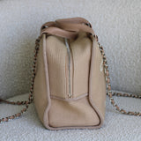 Chanel Beige Canvas Deauville Bowling Bag with Silver Hardware