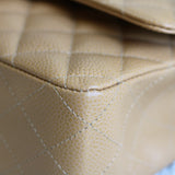 Vintage Chanel Dark Beige Caviar Medium Classic Flap with 24k Gold Hardware