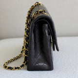 Vintage Chanel Black Lambskin Medium Classic Flap with 24k Gold Hardware