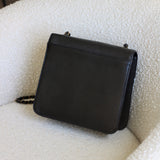 Vintage Chanel Black Calfskin Shoulder Flap Aged Bronze Hardware