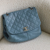 Chanel Blue Lambskin Shoulder Bag with Silver Hardware