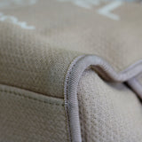 Chanel Beige Canvas Deauville Bowling Bag with Silver Hardware