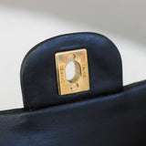 Vintage Chanel Black Lambskin Medium Classic Flap withy 24k Gold Hardware