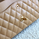 Vintage Chanel Dark Beige Caviar Medium Classic Flap with 24k Gold Hardware