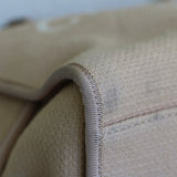 Chanel Beige Canvas Deauville Bowling Bag with Silver Hardware