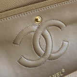 Vintage Chanel Dark Beige Caviar Medium Classic Flap with 24k Gold Hardware