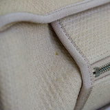 Chanel Beige Canvas Deauville Bowling Bag with Silver Hardware