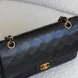 Vintage Chanel Black Lambskin Medium Classic Flap withy 24k Gold Hardware