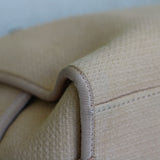 Chanel Beige Canvas Deauville Bowling Bag with Silver Hardware