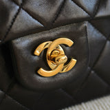 Vintage Chanel Black Lambskin Medium Classic Flap with 24k Gold Hardware