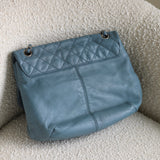 Chanel Blue Lambskin Shoulder Bag with Silver Hardware