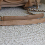 Chanel Beige Canvas Deauville Bowling Bag with Silver Hardware