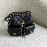 Chanel Black Caviar Mini Duma Backpack with Light Gold Hardware