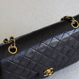 Vintage Chanel Black Lambskin Medium Classic Flap with 24k Gold Hardware