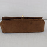 Vintage Chanel Brown Suede Sheepskin Vertical Flap with 24k Gold Hardware