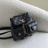 Chanel Black Caviar Mini Duma Backpack with Light Gold Hardware