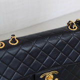 Vintage Black Lambskin Jumbo Single Flap with 24k Gold Hardware