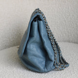 Chanel Blue Lambskin Shoulder Bag with Silver Hardware