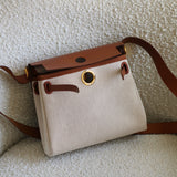 Hermès Ecru Beige Toile Herbag Zip Retourne 20 with Gold Hardware