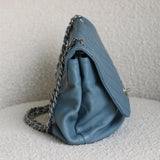 Chanel Blue Lambskin Shoulder Bag with Silver Hardware