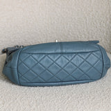 Chanel Blue Lambskin Shoulder Bag with Silver Hardware