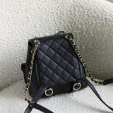 Chanel Black Caviar Mini Duma Backpack with Light Gold Hardware