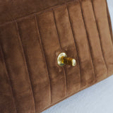 Vintage Chanel Brown Suede Sheepskin Vertical Flap with 24k Gold Hardware