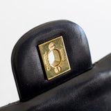 Vintage Chanel Black Lambskin Medium Classic Flap with 24k Gold Hardware