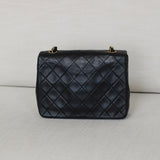 Vintage Chanel Black Lambskin 20cm Square with 24k Gold Hardware